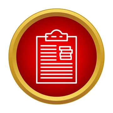 Planning document clipboard icon on red button 스톡 일러스트