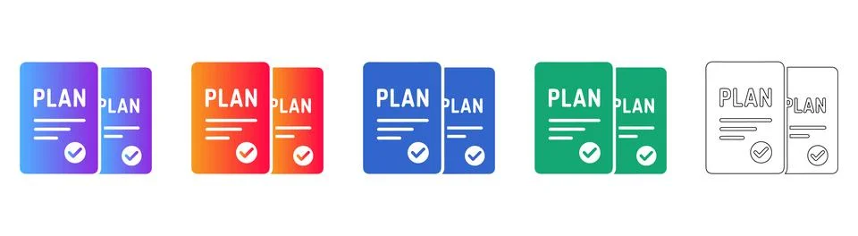 Planning Document Icons with Checkmark Symbols イラスト素材