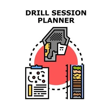Planning drilling session activities and geological exploration Stock Illustration