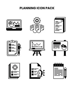 Planning DuoTone Bundle Icons Pack Stockillustratie