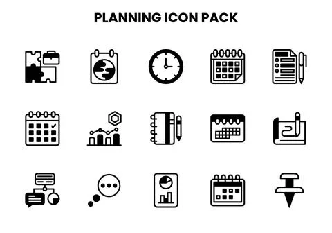Planning DuoTone Icons Pack Stock Illustration