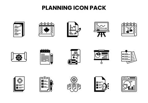 Planning DuoTone Icons Pack Stock-Illustration