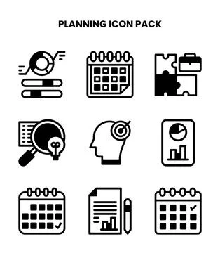 Planning DuoTone Scalable Icons Pack Stock Illustration