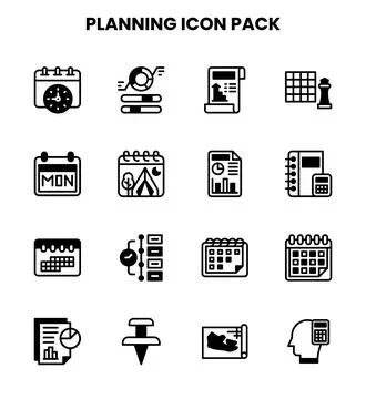Planning DuoTone Set Icons Pack Stock Illustration
