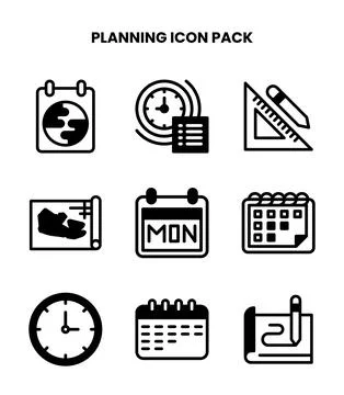 Planning DuoTone UI Icons Pack Stock Illustration