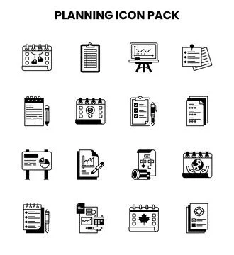 Planning DuoTone Vector Icons Pack Illustrazione stock