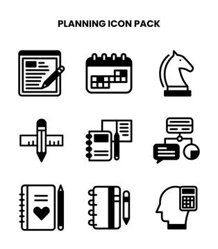 Planning DuoTone Vector Icons Pack 库存插图