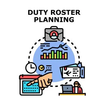 Planning employee roster and work scheduling concept Stock Illustration