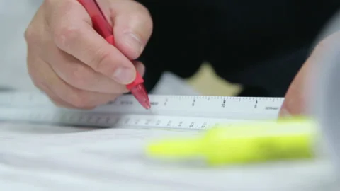 Planning engineer with ruler Stock Footage 239361513