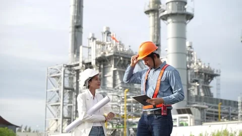 Planning engineering and project leader working and check Plans at Industrial Si 動画素材 279505340