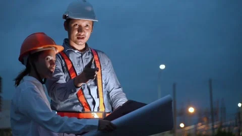 Planning engineering and project leader working and check Plans at Industrial 動画素材 279505377