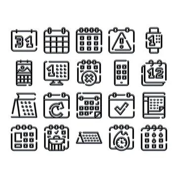Planning events and organizing projects with calendar icons Illustrazione stock