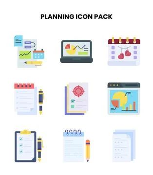 Planning Flat Bundle Icons Pack Stock Illustration