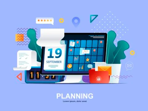 Planning flat concept with gradients. Stock Illustration
