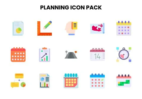 Planning Flat Icons Pack 스톡 일러스트