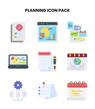 Planning Flat Icons Pack Stock Illustration