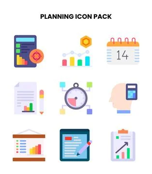 Planning Flat Icons Pack Stockillustratie