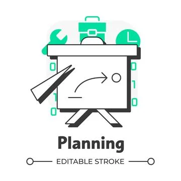 Planning flat outline concept icon Illustrazione stock