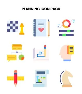 Planning Flat Set Icons Pack 스톡 일러스트
