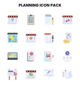 Planning Flat SVG Icons Pack Stock Illustration