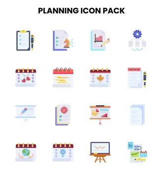 Planning Flat UI Icons Pack Illustrazione stock