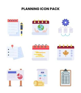 Planning Flat Vector Icons Pack 스톡 일러스트