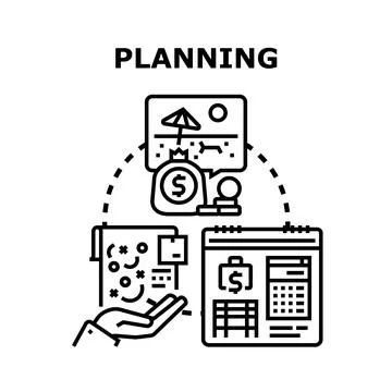 Planning future financial goals and vacation budget Stock Illustration