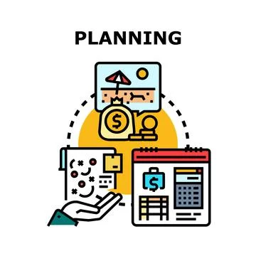 Planning future financial goals and vacation budget Stock Illustration