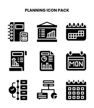 Planning Glyph Scalable Icons Pack Stock Illustration