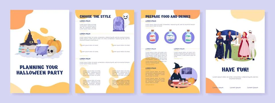 Planning Halloween party flat vector brochure template 스톡 일러스트
