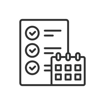 Planning, icon in line design. Planning, strategy, organization, roadmap, goals 库存插图