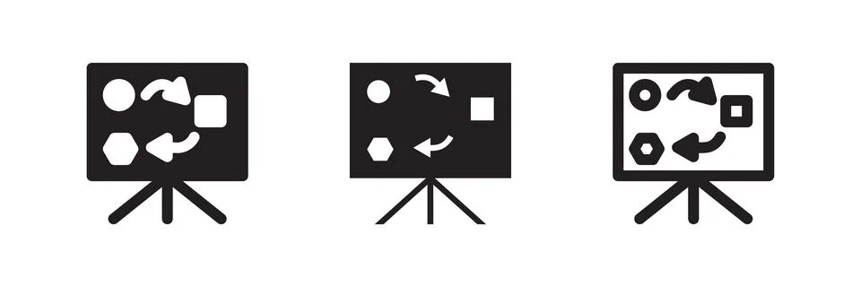 Planning icon set for project mapping, business strategy, team management, .. Stock Illustration