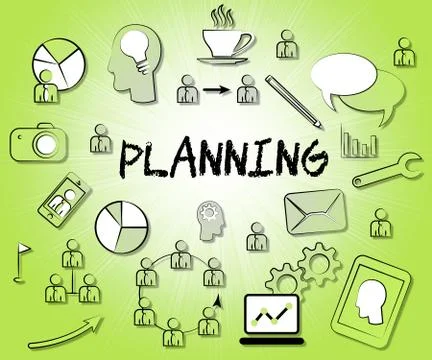 Planning Icons Represents Sign Objectives And Aspirations Stock Illustration