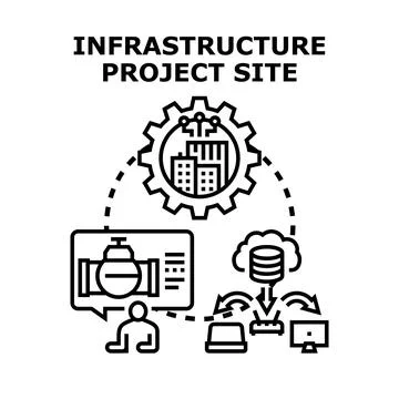 Planning infrastructure project site development and utility management Stock Illustration
