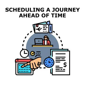 Planning journey ahead of time scheduling travel concept Stock Illustration