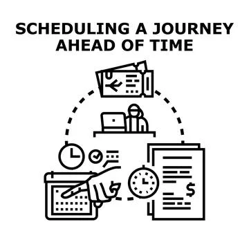 Planning journey ahead of time scheduling travel concept Stock Illustration