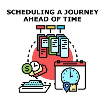 Planning journey ahead of time scheduling tasks Stock Illustration