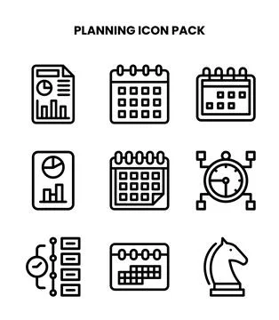 Planning Line Bundle Icons Pack Illustrazione stock