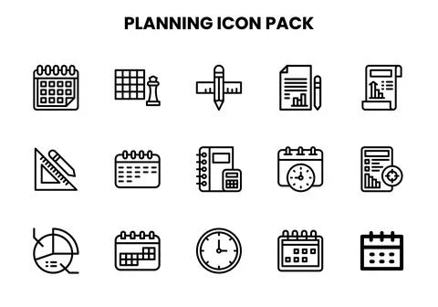 Planning Line Bundle Icons Pack Ilustração Stock