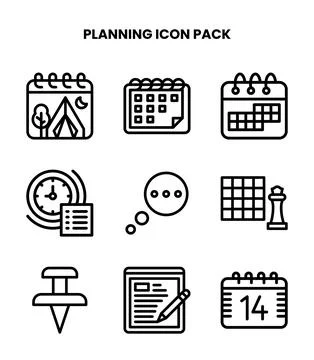 Planning Line Collection Icons Pack Stock Illustration
