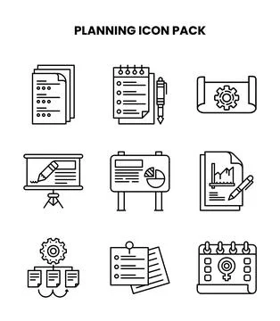 Planning Line Collection Icons Pack Stock Illustration