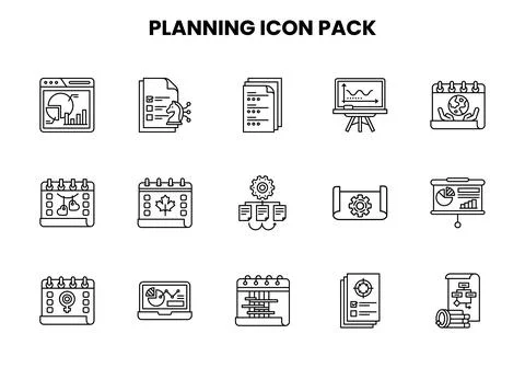 Planning Line Graphics Icons Pack Stock Illustration