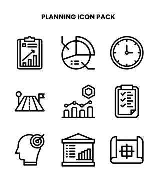 Planning Line Icons Pack Stock Illustration