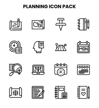 Planning Line UI Icons Pack 스톡 일러스트
