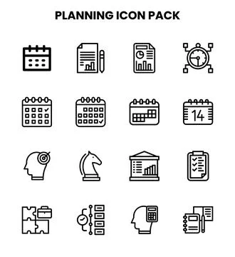 Planning Line UI Icons Pack Stock Illustration