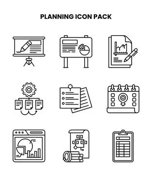Planning Line UI Icons Pack Stock Illustration
