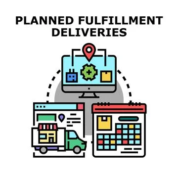 Planning logistics for efficient fulfillment deliveries and shipping Stock Illustration