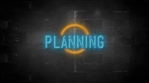 Planning Message on Flickering Neon Sign in 4K Resolution Stock Footage 119321626