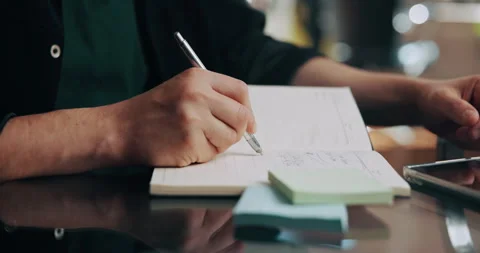 Planning, mind map and hands writing with notebook for daily operations, to do Stock Footage 321823862