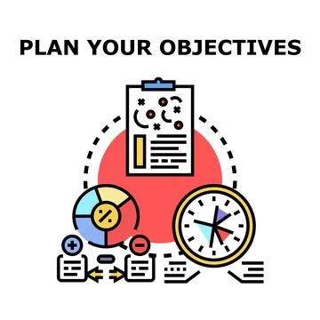 Planning objectives strategy goal management concept Stock Illustration